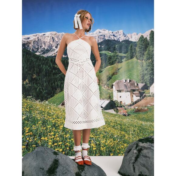 New FREE PEOPLE For Love & Lemons Temple Halter Midi Dress $269 SMALL White - Picture 3 of 8